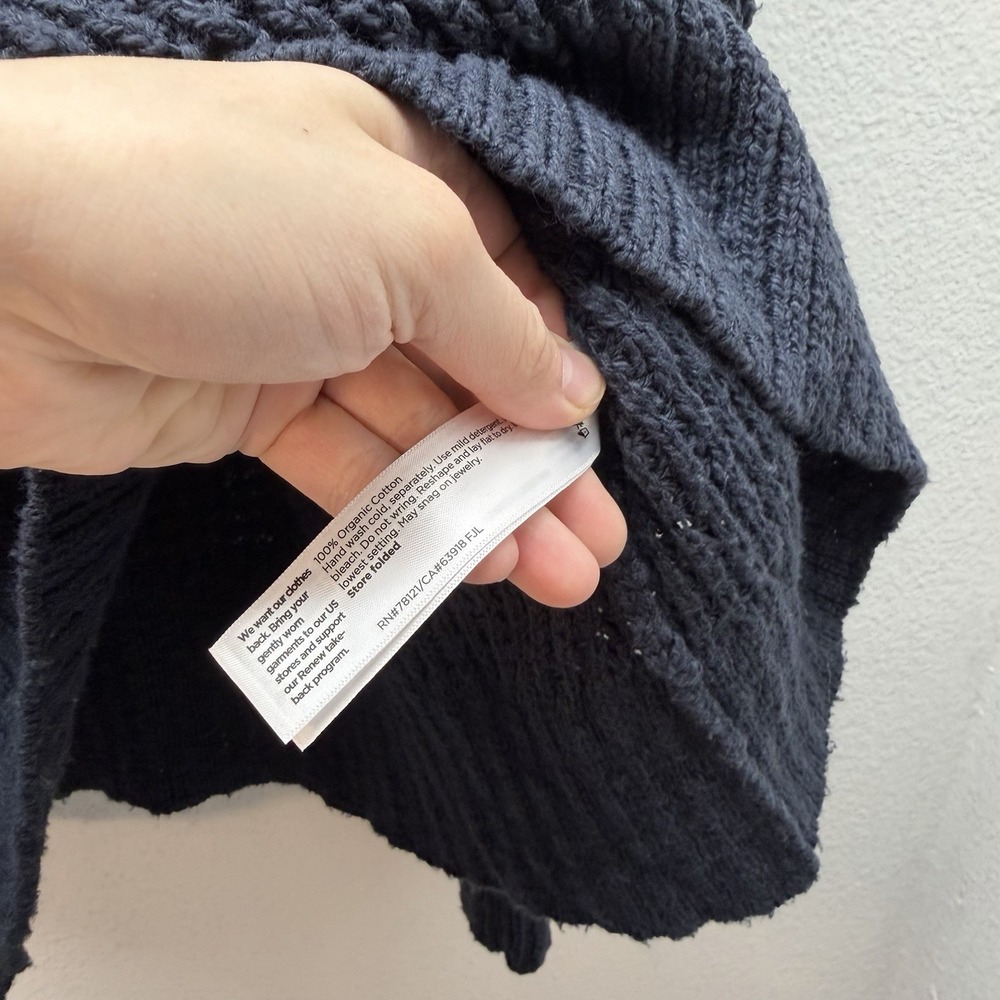Eileen Fisher Navy Blue XS Oversized Knit Sweater 100% Organic Cotton Boho Beach - Picture 3 of 5